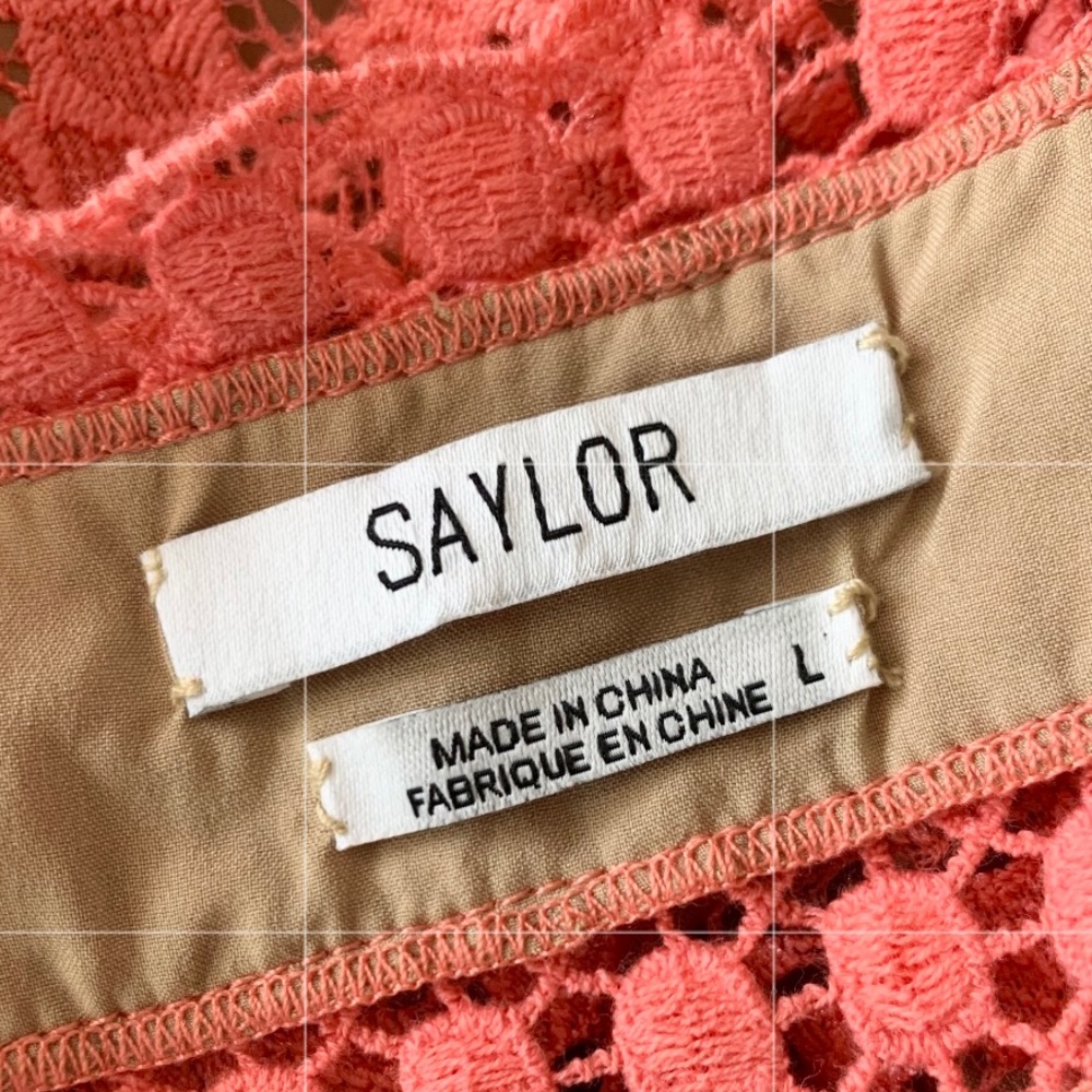 SAYLOR Dress Darian Crochet Lace Cutout Back Mini In Porcelain Rose L NWT - Picture 8 of 13